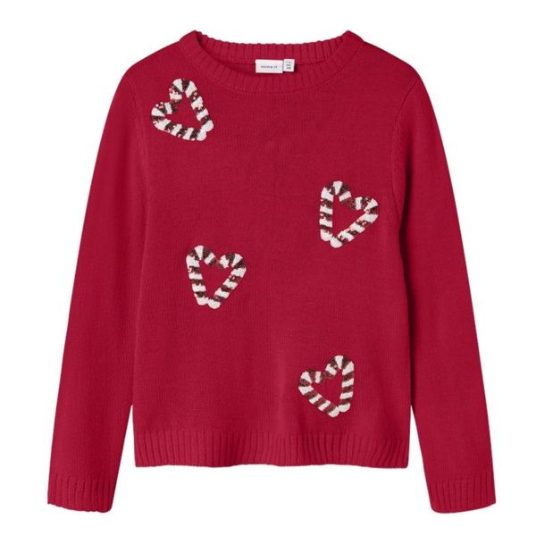 Hovedbilde Name It - Julegenser Knit Candy Cane Paljett ...