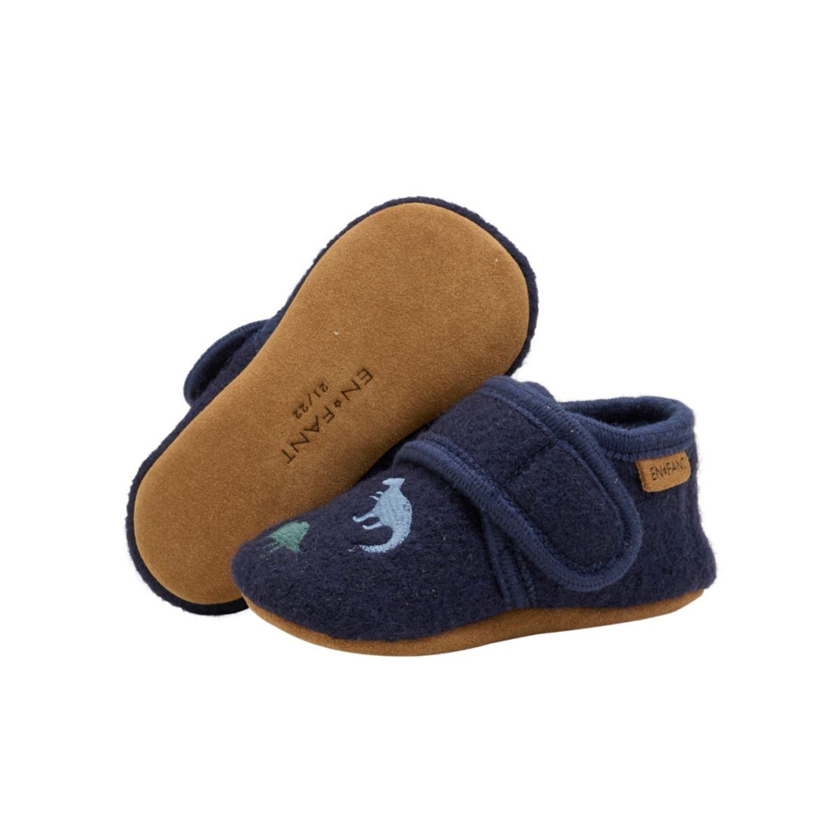 En Fant - Ulltøfler Dinosaur Dark Navy