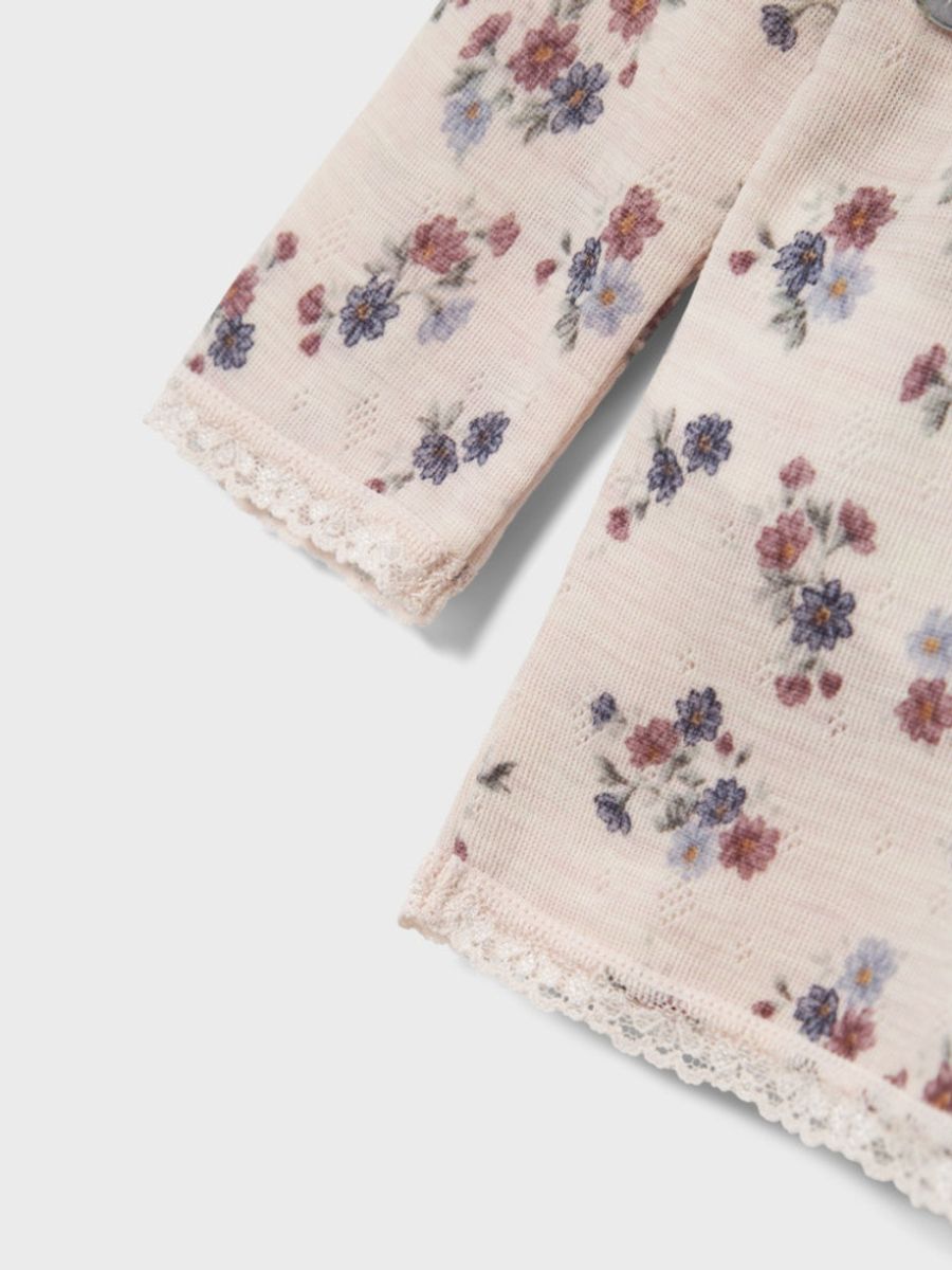 Name It - Trøye Ull Wang Blomster Lilac Ash
