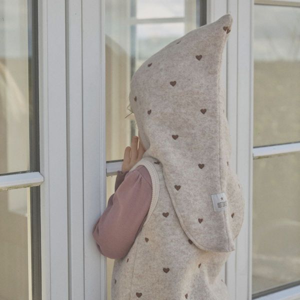 Hovedbilde Huttelihut - Balaclava Ull Broderte Hjerter Sand ...