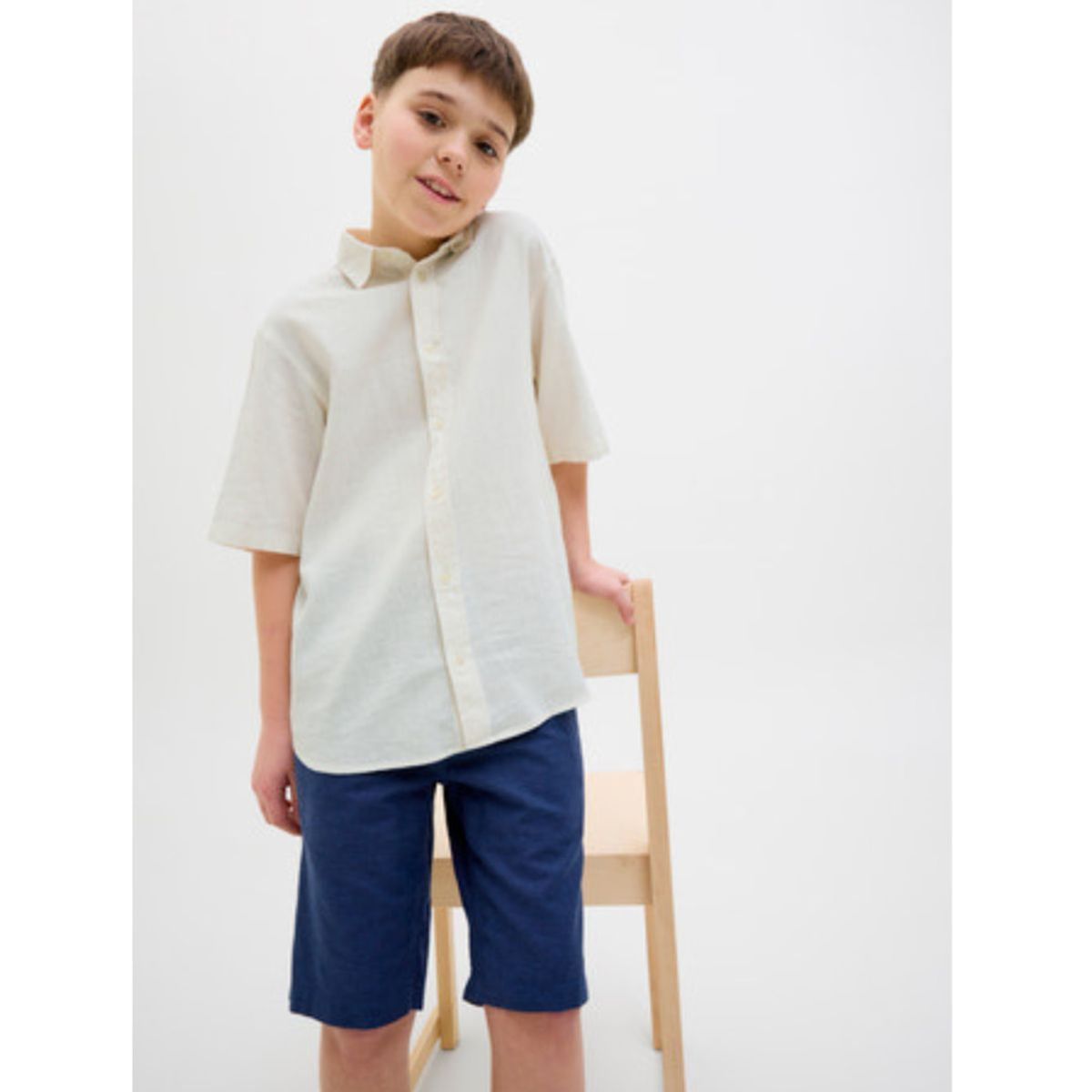 Jack & Jones - Linskjorte Kortermet Oversized Antique White