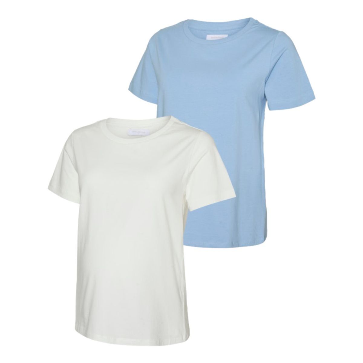 Mamalicious - Mamma-t-skjorte 2-pk Mia Jersey Hvit/ Lys Blå
